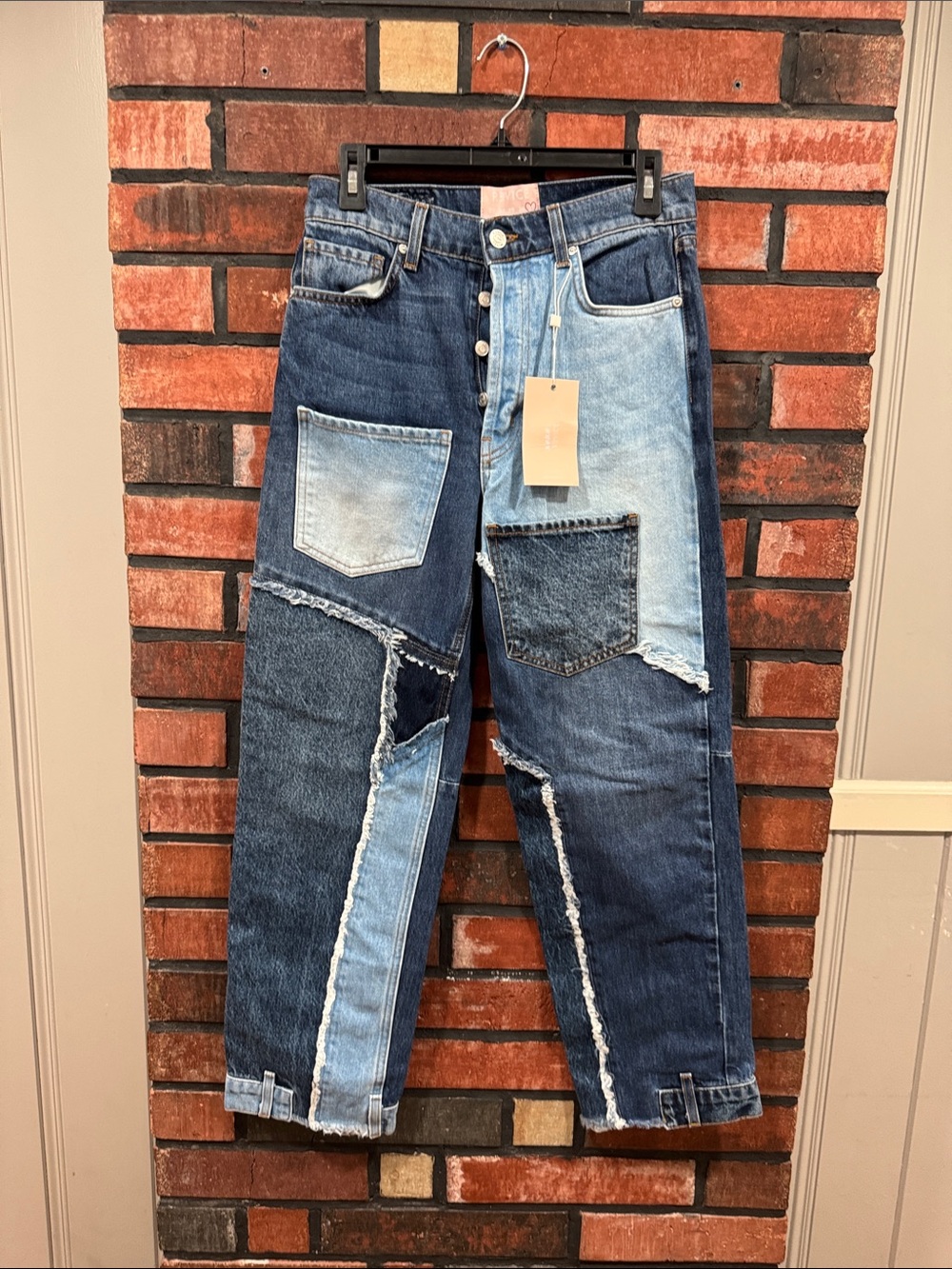 Patchwork Dark & Light Blue Men's Jeans